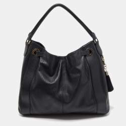 Pre Owned Aigner Black Leather Cavallina Hobo