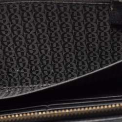 Aigner Black Woven Leather Cavallina Zip Around Continental Wallet