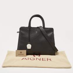Pre Owned Aigner Black Leather Cybill Tote