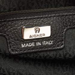 Pre Owned Aigner Black Leather Cybill Tote