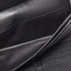 Pre Owned Aigner Black Grained Leather Logo Bifold Flap Wallet