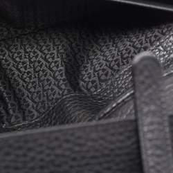 Pre Owned Aigner Black Grained Leather Logo Bifold Flap Wallet