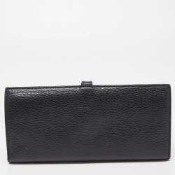 Pre Owned Aigner Black Grained Leather Logo Bifold Flap Wallet