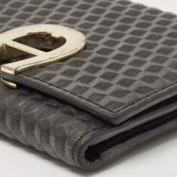 Pre Owned Aigner Black Leather Trifold Wallet