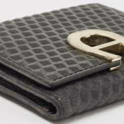 Pre Owned Aigner Black Leather Trifold Wallet