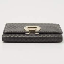 Pre Owned Aigner Black Leather Trifold Wallet