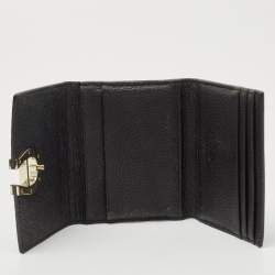 Pre Owned Aigner Black Leather Trifold Wallet