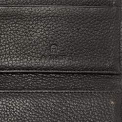 Pre Owned Aigner Black Leather Trifold Wallet