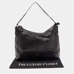 Aigner Black Embossed Leather Zip Hobo