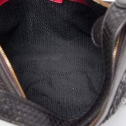 Aigner Black Embossed Leather Zip Hobo