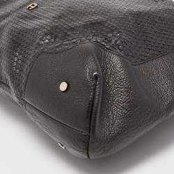 Aigner Black Embossed Leather Zip Hobo