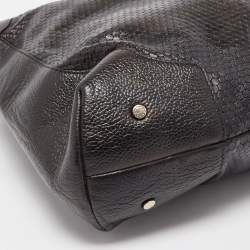 Aigner Black Embossed Leather Zip Hobo