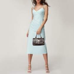 Pre Owned Aigner Brown Leather Flap Satchel