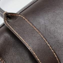 Pre Owned Aigner Brown Leather Flap Satchel