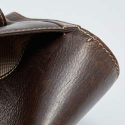 Pre Owned Aigner Brown Leather Flap Satchel