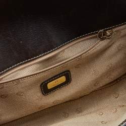 Pre Owned Aigner Brown Leather Flap Satchel