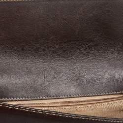 Pre Owned Aigner Brown Leather Flap Satchel