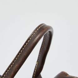 Pre Owned Aigner Brown Leather Flap Satchel