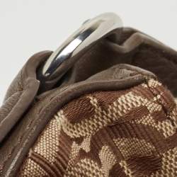 Aigner Beige/Brown Monogram Canvas and Leather Side Zip Hobo