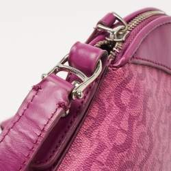 Aigner Magenta Monogram Coated Canvas and Leather Dome Crossbody Bag