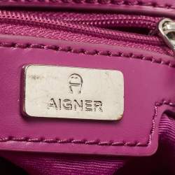 Aigner Magenta Monogram Coated Canvas and Leather Dome Crossbody Bag