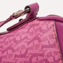 Aigner Magenta Monogram Coated Canvas and Leather Dome Crossbody Bag