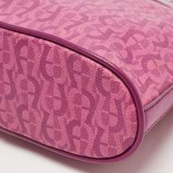 Aigner Magenta Monogram Coated Canvas and Leather Dome Crossbody Bag
