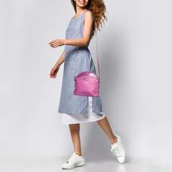 Aigner Magenta Monogram Coated Canvas and Leather Dome Crossbody Bag