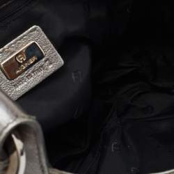 Pre Owned Aigner Grey Studded Suede and Leather Hobo