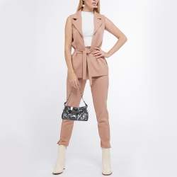 Pre Owned Aigner Metallic Grey Shimmering Patent and Leather Baguette Bag