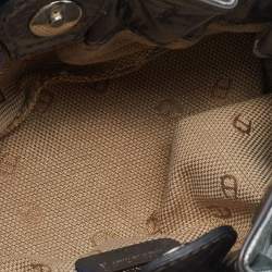 Pre Owned Aigner Metallic Grey Shimmering Patent and Leather Baguette Bag