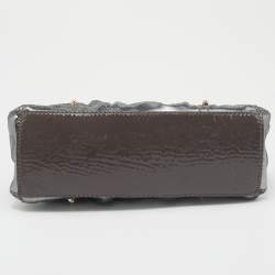 Pre Owned Aigner Metallic Grey Shimmering Patent and Leather Baguette Bag