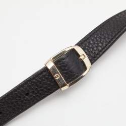 Pre Owned Aigner Black Grained Leather Turnlock Flap Crossbody Bag