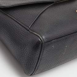 Pre Owned Aigner Black Grained Leather Turnlock Flap Crossbody Bag