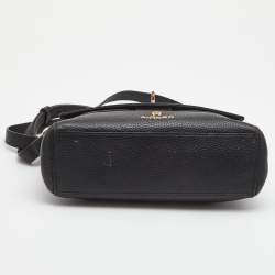 Pre Owned Aigner Black Grained Leather Turnlock Flap Crossbody Bag