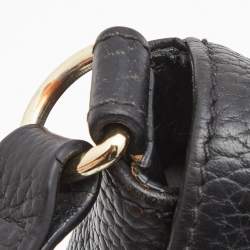 Pre Owned Aigner Black Grained Leather Turnlock Flap Crossbody Bag