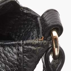 Pre Owned Aigner Black Grained Leather Turnlock Flap Crossbody Bag