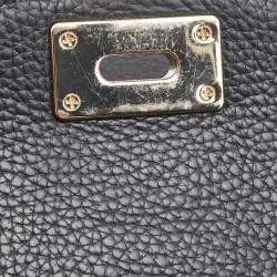 Pre Owned Aigner Black Grained Leather Turnlock Flap Crossbody Bag