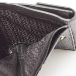 Aigner Black Leather Envelope Flap Compact Wallet