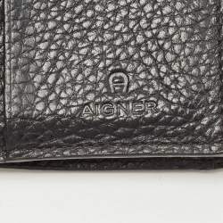 Aigner Black Leather Envelope Flap Compact Wallet