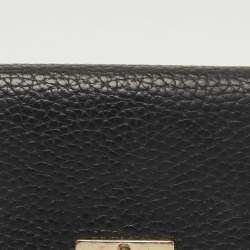 Aigner Black Leather Envelope Flap Compact Wallet