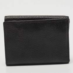 Aigner Black Leather Envelope Flap Compact Wallet