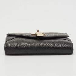 Aigner Black Leather Envelope Flap Compact Wallet