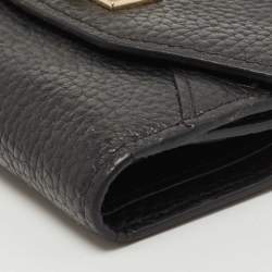 Aigner Black Leather Envelope Flap Compact Wallet