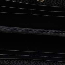 Pre Owned Aigner Black Leather Metal Frame Continental Wallet