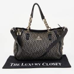 Pre Owned Aigner Grey/Black Signature Canvas and Leather Tote