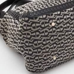 Pre Owned Aigner Grey/Black Signature Canvas and Leather Tote