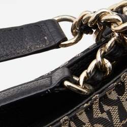 Pre Owned Aigner Grey/Black Signature Canvas and Leather Tote