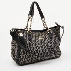 Pre Owned Aigner Grey/Black Signature Canvas and Leather Tote