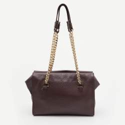 Pre Owned Aigner Burgundy Leather Chain Tote